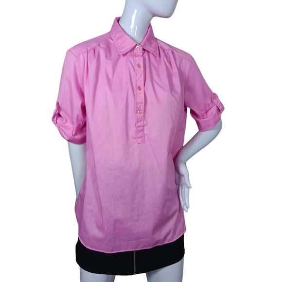 Vintage Miss Fashionality Shirt X-Large Pink Button Up Short Roll Tab Sleeve - Picture 2 of 10